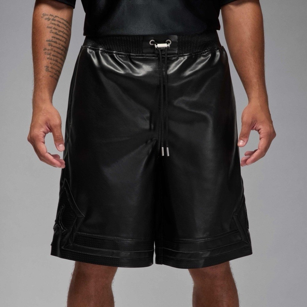 Nike Air Jordan Vegan Leather 10.5" Diamond Shorts Men's Xs Black HV0077-010